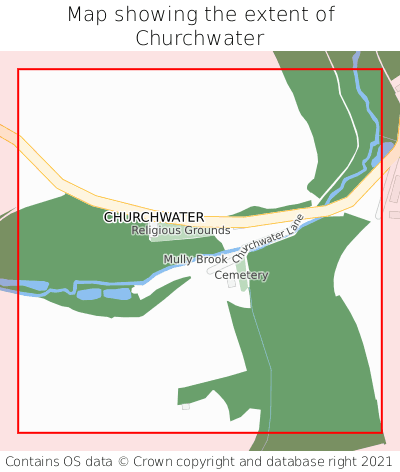 Map showing extent of Churchwater as bounding box