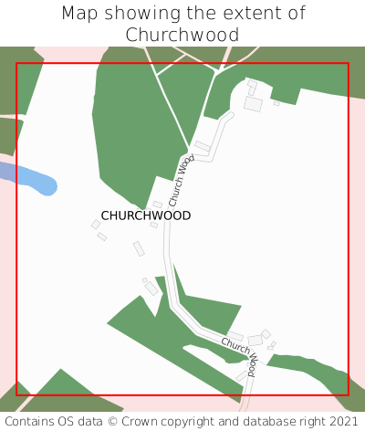Map showing extent of Churchwood as bounding box