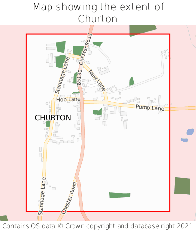 Map showing extent of Churton as bounding box