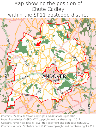 Map showing location of Chute Cadley within SP11