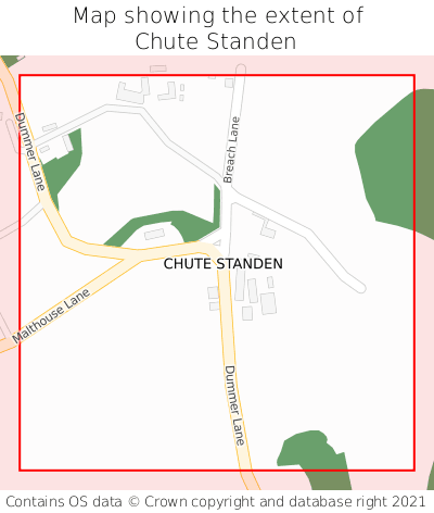 Map showing extent of Chute Standen as bounding box