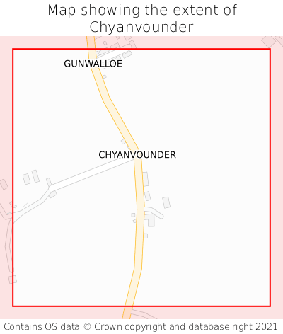 Map showing extent of Chyanvounder as bounding box