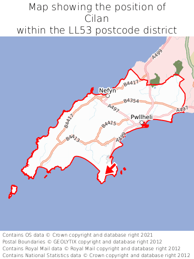 Map showing location of Cilan within LL53