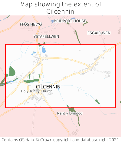 Map showing extent of Cilcennin as bounding box