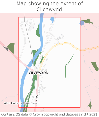 Map showing extent of Cilcewydd as bounding box