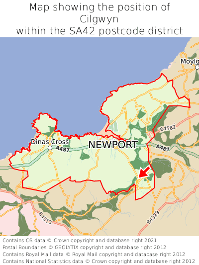 Map showing location of Cilgwyn within SA42