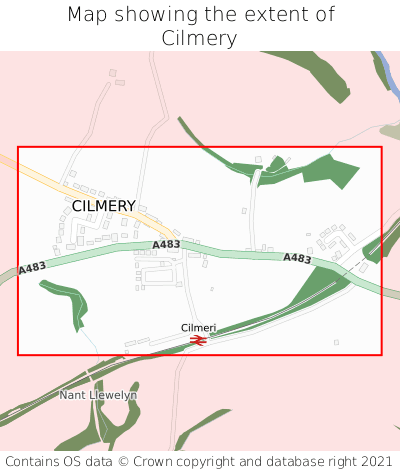 Map showing extent of Cilmery as bounding box