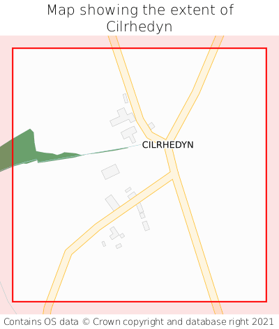 Map showing extent of Cilrhedyn as bounding box