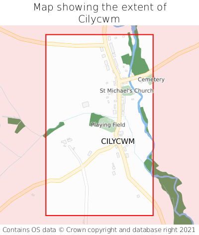 Map showing extent of Cilycwm as bounding box