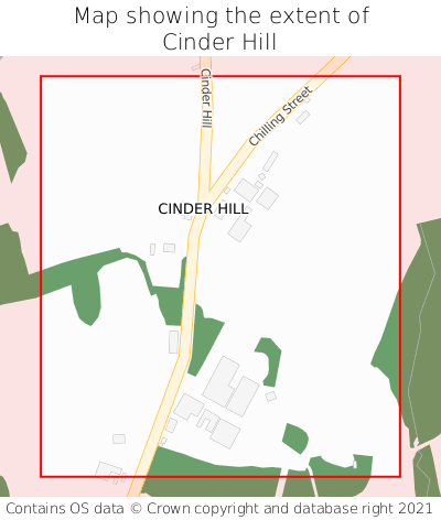 Map showing extent of Cinder Hill as bounding box