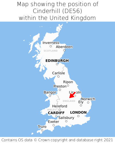 Map showing location of Cinderhill within the UK
