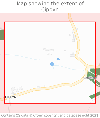 Map showing extent of Cippyn as bounding box