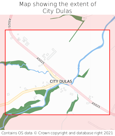 Map showing extent of City Dulas as bounding box