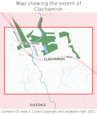 Map showing extent of Clachamish as bounding box