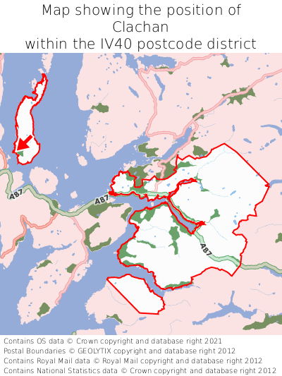 Map showing location of Clachan within IV40