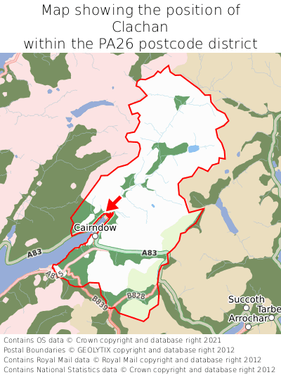 Map showing location of Clachan within PA26