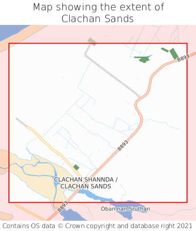 Map showing extent of Clachan Sands as bounding box