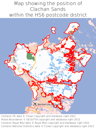 Map showing location of Clachan Sands within HS6