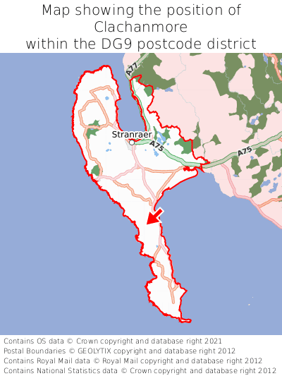 Map showing location of Clachanmore within DG9