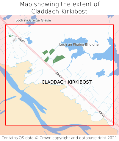 Map showing extent of Claddach Kirkibost as bounding box
