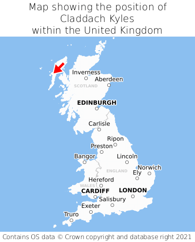 Map showing location of Claddach Kyles within the UK