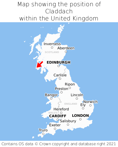 Map showing location of Claddach within the UK