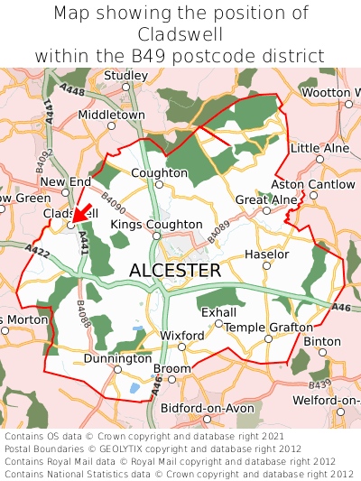 Map showing location of Cladswell within B49