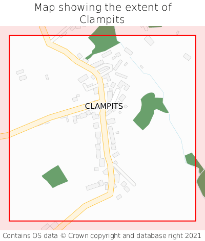 Map showing extent of Clampits as bounding box