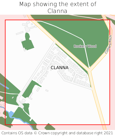Map showing extent of Clanna as bounding box