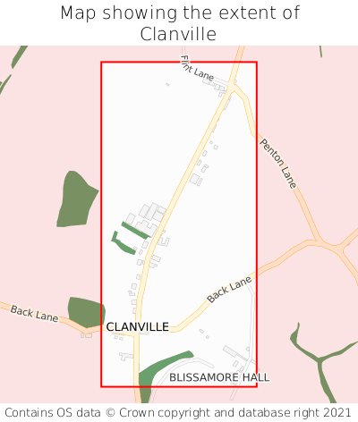 Map showing extent of Clanville as bounding box