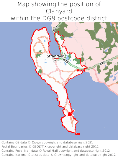 Map showing location of Clanyard within DG9