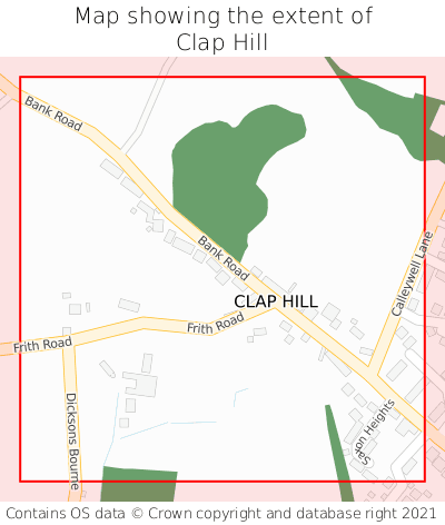 Map showing extent of Clap Hill as bounding box