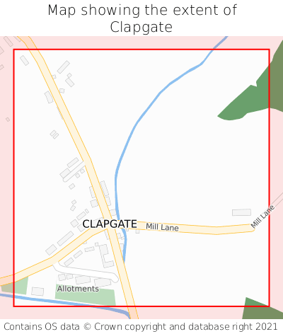 Map showing extent of Clapgate as bounding box
