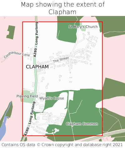 Map showing extent of Clapham as bounding box