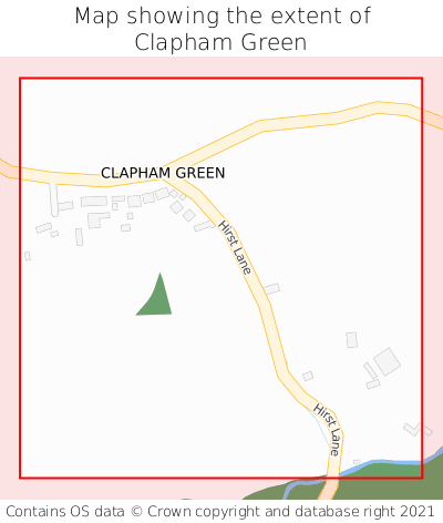 Map showing extent of Clapham Green as bounding box