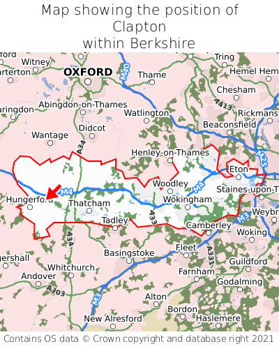 Map showing location of Clapton within Berkshire