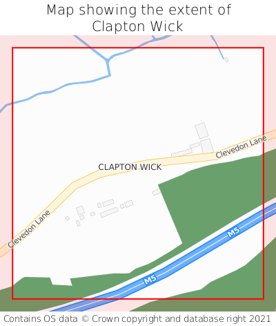 Map showing extent of Clapton Wick as bounding box