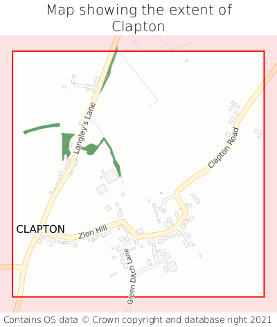 Map showing extent of Clapton as bounding box