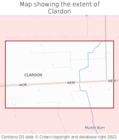 Map showing extent of Clardon as bounding box