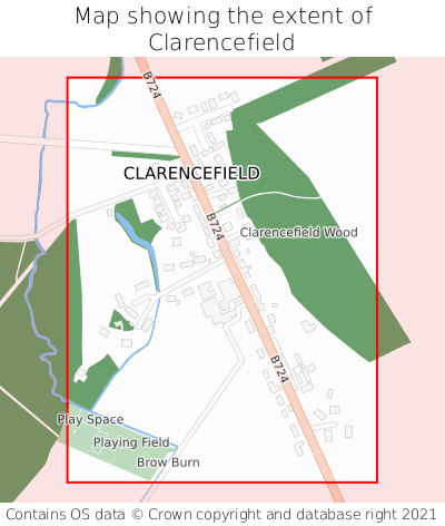 Map showing extent of Clarencefield as bounding box