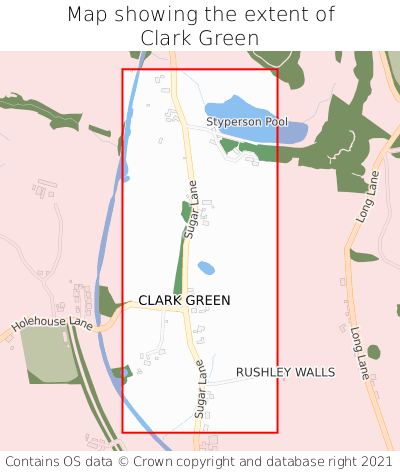 Map showing extent of Clark Green as bounding box