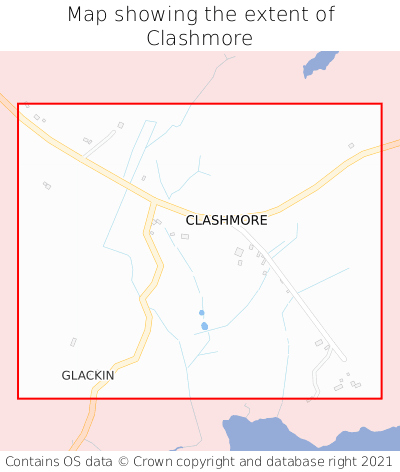 Map showing extent of Clashmore as bounding box