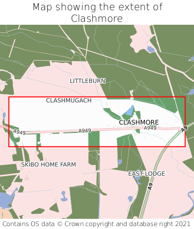 Map showing extent of Clashmore as bounding box