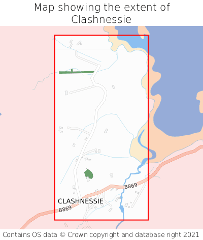 Map showing extent of Clashnessie as bounding box