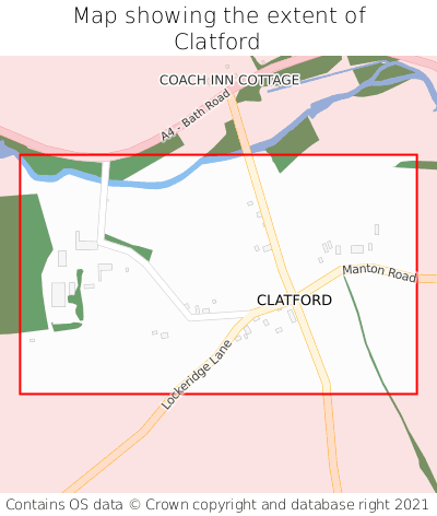 Map showing extent of Clatford as bounding box