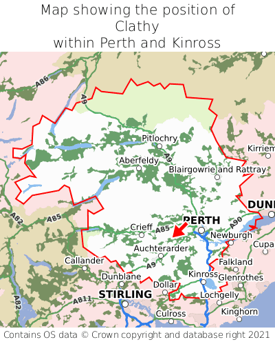 Map showing location of Clathy within Perth and Kinross