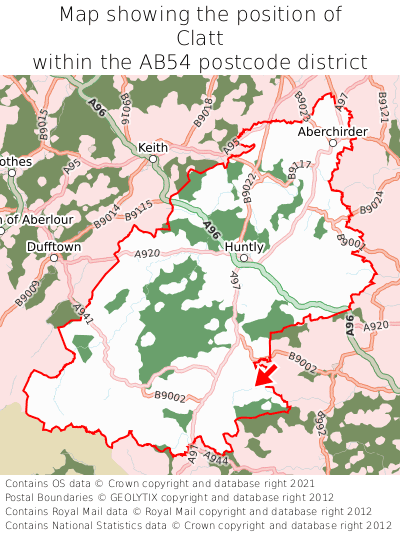 Map showing location of Clatt within AB54