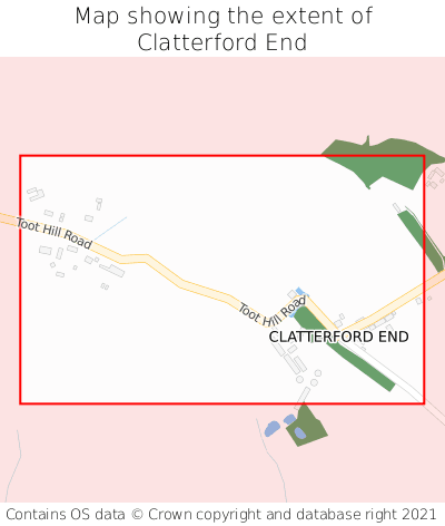 Map showing extent of Clatterford End as bounding box