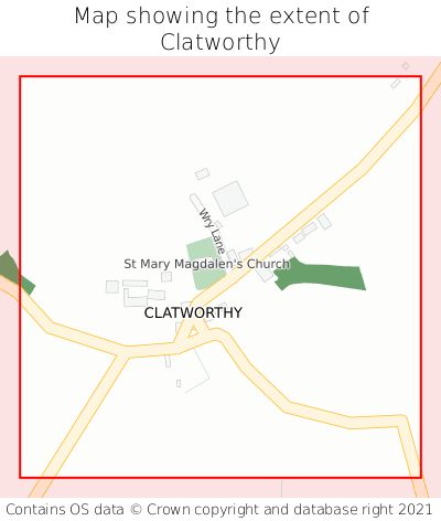 Map showing extent of Clatworthy as bounding box