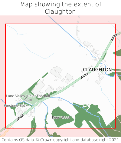Map showing extent of Claughton as bounding box